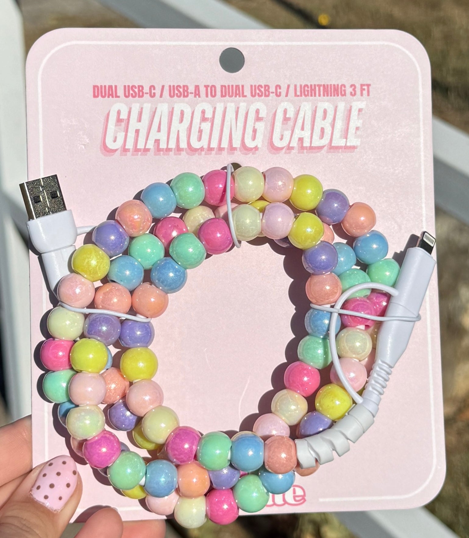 Pastel Bead Charging Cable
